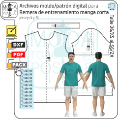001E. Molde digital para Remera de entrenamiento - comprar online