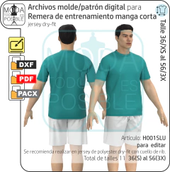 001E. Molde digital para Remera de entrenamiento