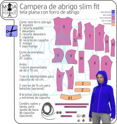 035. Molde para Campera de abrigo con capucha slim fit - Moldes digitales andreacecilia20