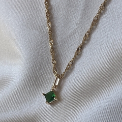 Conjunto cadena + dije cubic verde esmeralda