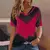Imagem do Moda feminina t camisa listras impressão gradiente decote em v manga curta bás