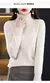 100% lã merino camisola de caxemira feminina camisola de malha gola alta manga - ASHASTORE