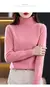 100% lã merino camisola de caxemira feminina camisola de malha gola alta manga - ASHASTORE