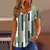 Moda feminina t camisa listras impressão gradiente decote em v manga curta bás - comprar online