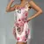 Camisola feminina de cetim com estampa floral, camisola confortável com alça e