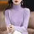 100% lã merino camisola de caxemira feminina camisola de malha gola alta manga - ASHASTORE