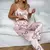 Imagem do Conjuntos de pijamas de seda cetim para mulheres, carta estampada, colete cami,