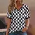 Moda feminina t camisa listras impressão gradiente decote em v manga curta bás - comprar online