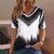 Moda feminina t camisa listras impressão gradiente decote em v manga curta bás na internet