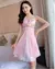 Mulheres sexy seda cetim noite vestido sem mangas camisola de renda sono plissad