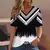 Moda feminina t camisa listras impressão gradiente decote em v manga curta bás - comprar online