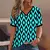 Moda feminina t camisa listras impressão gradiente decote em v manga curta bás - ASHASTORE