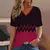 Moda feminina t camisa listras impressão gradiente decote em v manga curta bás - loja online
