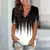 Moda feminina t camisa listras impressão gradiente decote em v manga curta bás na internet
