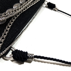 Bolsa tiracolo preta com aplicações - loja online
