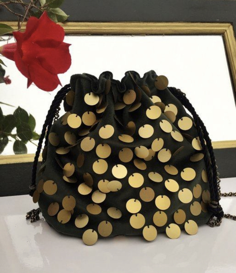 Bolsa kali veludo verde