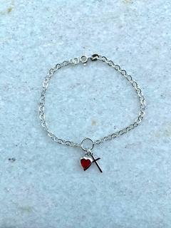 Pulseira Cruz com Coração Rubi - comprar online