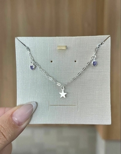 Pulseira Infantil Estrela com Zircônia Azul Turquesa