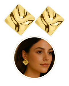 Brinco Feminino Quadrado Banho Ouro 18k Luxo na internet