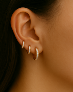 Trio de Brincos Argola Zircônia Banhado a Ouro 18k- Sequência 1,2 E 3 - comprar online