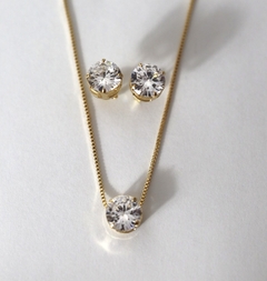 Conjunto Colar E Brinco Ponto De Luz de Zircônia e Banhado a ouro 18k - loja online
