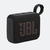 Parlante portátil JBL GO 4 con diseño en negro y detalles en naranja, ideal para disfrutar música en cualquier lugar
