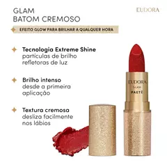 Batom Cremoso Vermelho Glam Paetê - comprar online
