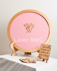 Alcancia firmas bodas xv años - Laser MAC Corte y grabdo laser