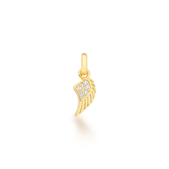 Dije ala laminado en oro 18k con mini cristales