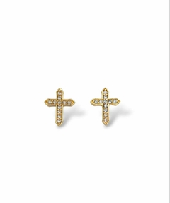 Aros Cruz Con Cristales Lamiando En Oro 18k Bellanel - comprar online