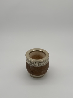 MATE IMPERIAL LISO CUERO CRUDO C/BASE ALPACA - comprar online