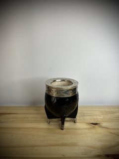 MATE IMPERIAL ALPACA CINCELADA C/BASE Y BOLITAS CUERO LABRADO - tienda online