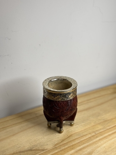 MATE IMPERIAL ALPACA CINCELADA C/BASE Y BOLITAS CUERO LABRADO - comprar online