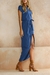 2019 nova primavera moda elegante vestido oversized roupas femininas casual manga curta o pescoço vestido azul solto split vestido irregular - loja online