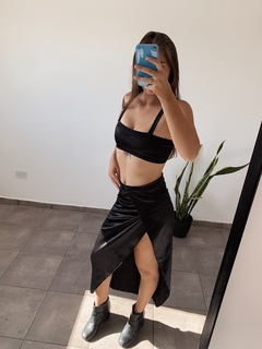 Conjunto Saten Negro - Blanco