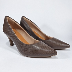 SCARPIN SALTO FINO 7CM COBRA CAFÉ LISA - comprar online