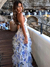 Imagem do Vestido feminino elegante estampado com flores plissado slin maxi