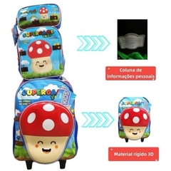 Mochila Escolar Rodinhas + Lancheira + Estojo Duplo Super Game Yepp - comprar online