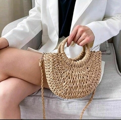 Bolsa De Praia Feminina - Bolsa De Mão De Palha Com Forro Interno