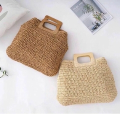 Bolsa Artesanal Grande De Praia Alça Em Madeira Com Forro E Fechamento Em Zíper