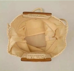 Bolsa Artesanal Grande De Praia Alça Em Madeira Com Forro E Fechamento Em Zíper - Diva Bolsas