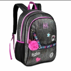 ￼Mochila Feminina Juvenil Grande Rebecca Bonbon Metalizada Com Detalhes - Clio