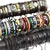 Atacado 10/20/30/50/100 pçs/lote pulseiras de couro vintage para mulheres estil