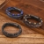 Imagem do Pulseira de couro de alta qualidade dos homens clássico moda tigre olho frisado