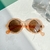 Cartoon Bear Shape Round Sunglasses for Children, Cute Leopard, Double Color, Cl na internet