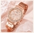 Women's Rose Gold Quartz Watch e Rhinestone Wristwatch Set, Casual Ladies Relóg - loja online