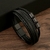 Pulseira de couro clássica masculina, tecido à mão, acessório combinado de v