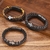 Pulseira de couro de alta qualidade dos homens clássico moda tigre olho frisado