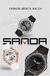 Sanda relógio de pulso feminino, impermeável, quartzo, com cronógrafo, com ca