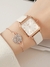 Relógio de quartzo quadrado simples feminino, bracelete de diamantes para a vid